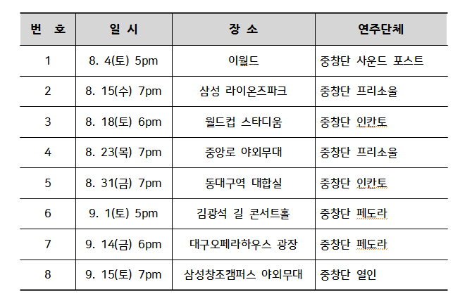 프레콘서트일정